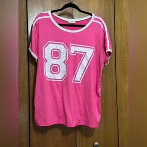 Plus size Pink Varsity Number 87 Women’s Tee